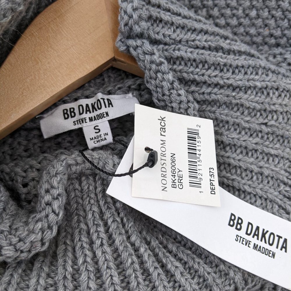 BB Dakota by Steve Madden Size S Womens Chunky Knit Turtleneck Sweater in Gray - Picture 8 of 9